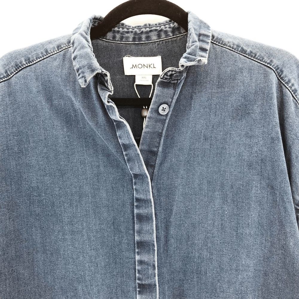 Monki Women's Blue Denim Button Down Shirt Dress Size XXS - Picture 6 of 6